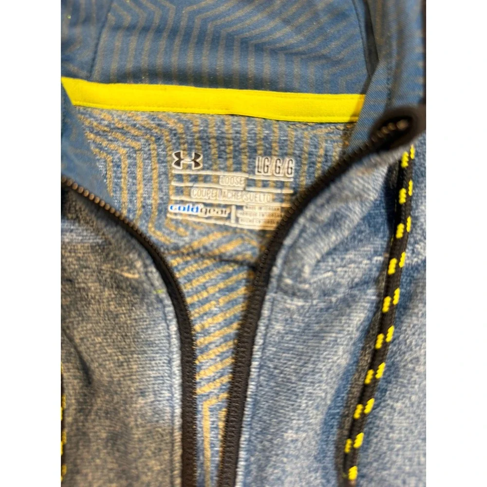Under Armour ColdGear Mens Sleeveless Hoodie Vest Full Zip Blue Black Large‎